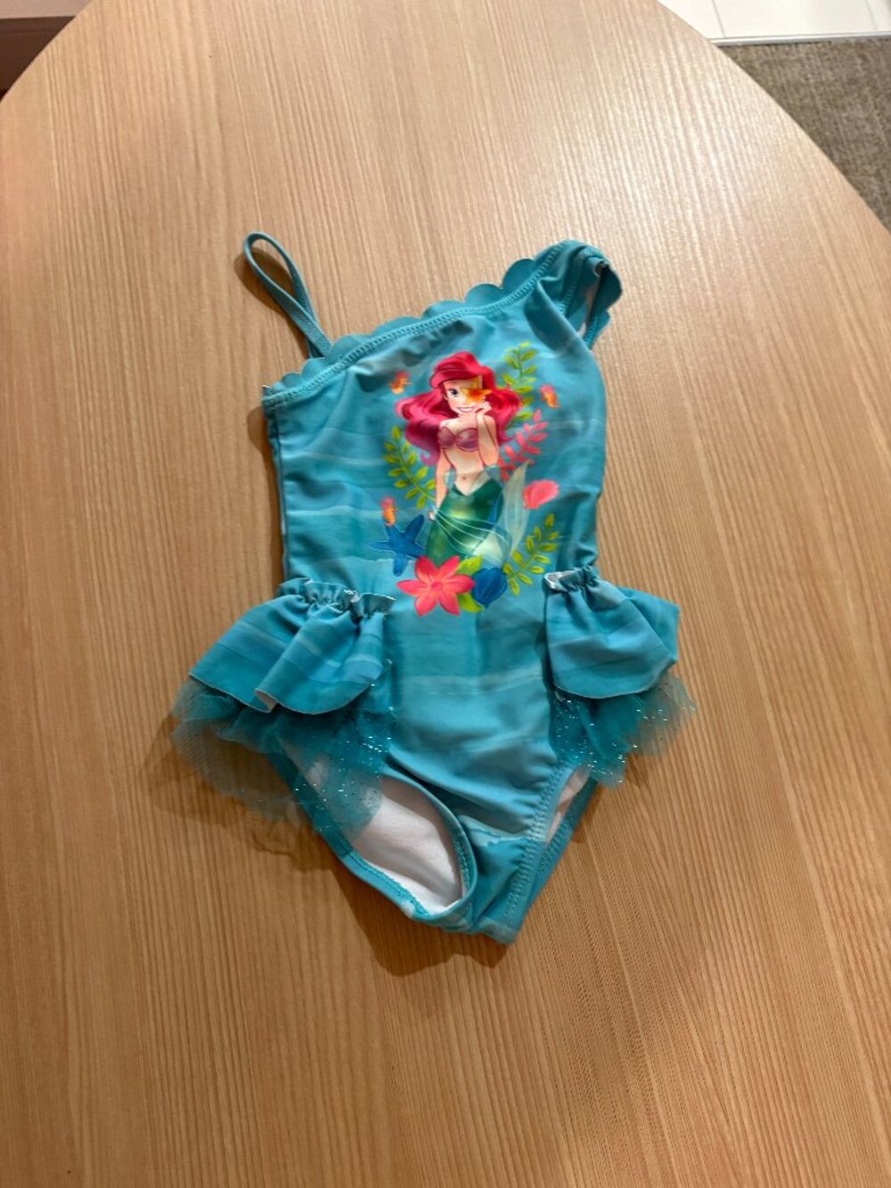 Disney Store Ariel Swimsuit Size 2 One Piece Teal Tulle Skirt The Little Mermaid